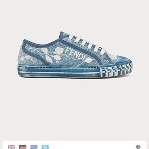 Fendi Denim Sneakers with White Floral Design